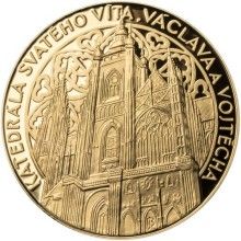 Pozlacená stříbrná medaile Katedrála sv. Víta, Václava a Vojtěcha Proof