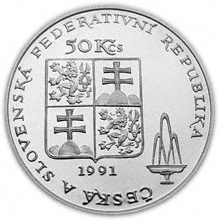 Náhled Reverzní strany - 1991 - B.K. - 50 Kčs - Karlovy Vary