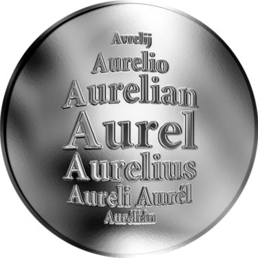 Náhled Averzní strany - Slovenská jména - Aurel - velká stříbrná medaile 1 Oz