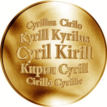 Náhled Averzní strany - Slovenská jména - Cyril - velká zlatá medaile 1 Oz