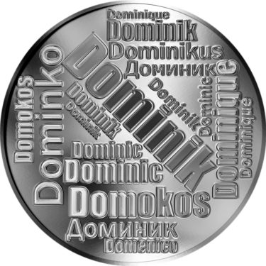 Náhled Averzní strany - Česká jména - Dominik - velká stříbrná medaile 1 Oz