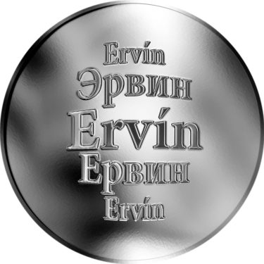 Náhled Averzní strany - Slovenská jména - Ervín - velká stříbrná medaile 1 Oz