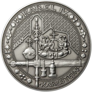 Náhled Averzní strany - Nejkrásnější medailon IV. Karlštejn - 1 kg Ag patina