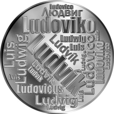 Náhled Averzní strany - Česká jména - Ludvík - velká stříbrná medaile 1 Oz