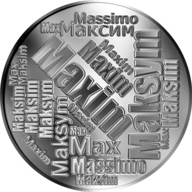 Náhled Averzní strany - Česká jména - Maxim - velká stříbrná medaile 1 Oz