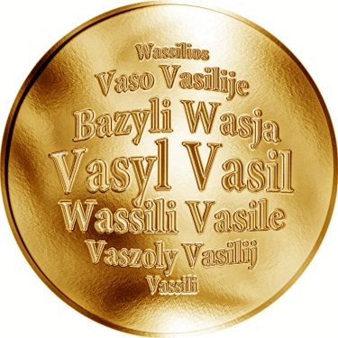Náhled Averzní strany - Slovenská jména - Vasil - velká zlatá medaile 1 Oz